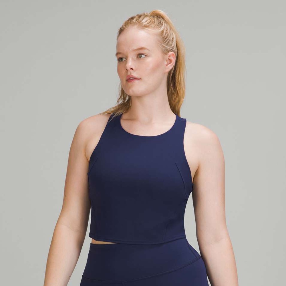 Lululemon Invigorate Training Tank Top Sports Bra night sea blue Size 12 EUC